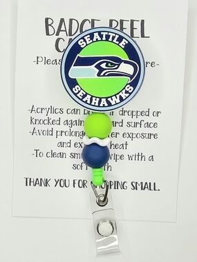 Seattle Seahawks Badge Reel with Neon Green and Navy Accents